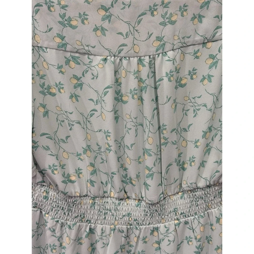 Berkley Jensen‎ Chiffon Dress Lemon Floral Print Cottagecore Soft Girl M